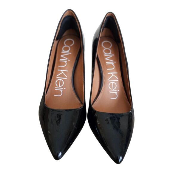 Calvin Klein GAYLE Black Patent Leather Heels Women's 6.5M Pumps Work Office - Picture 3 of 8